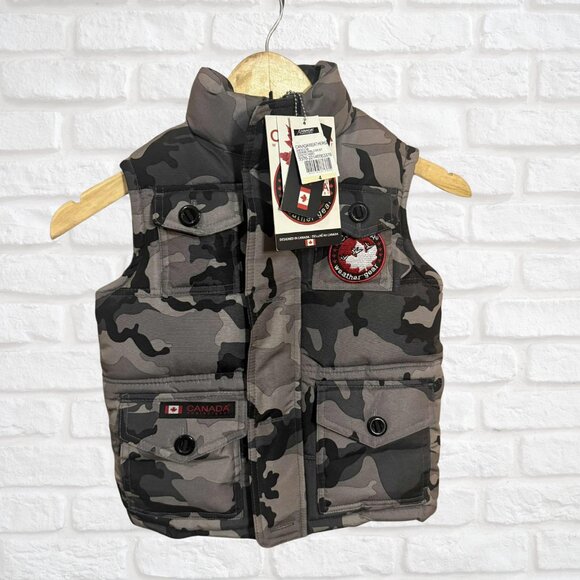 NWT Canada Weather Gear Kids Down Bubble Vest Grey Camo — Size 4 - Picture 1 of 12